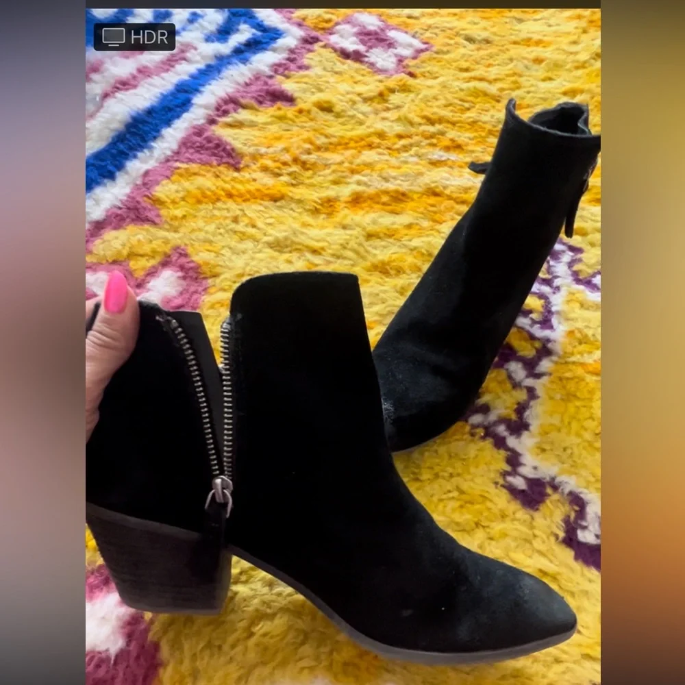 Like new, size 9, Frye ankle booties with pointed (scuffed toe). Black suede - Picture 5 of 6